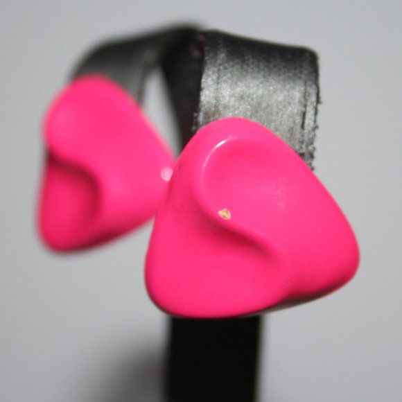 Vintage Jewelry - Vintage Retro hot pink triangle earrings